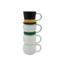 premium ceramic snowman stacking mug set