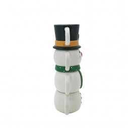 premium ceramic snowman stacking mug set