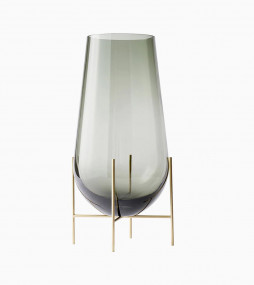 Echasse Smoke Brushed Brass Frame Glass Vase