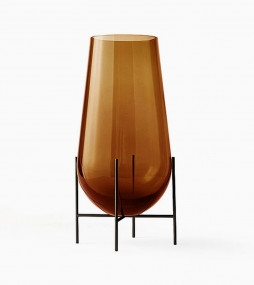 Echasse Smoke Brushed Brass Frame Glass Vase