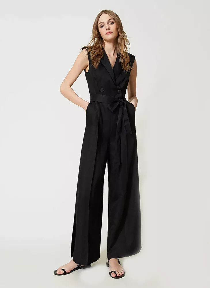Sleeveless Polyester Blend Jumpsuit