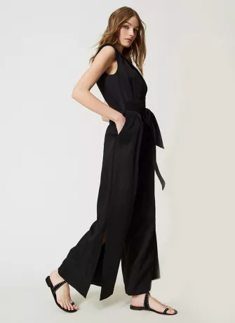 Sleeveless Polyester Blend Jumpsuit