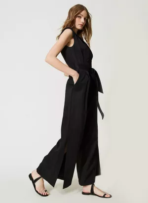 Sleeveless Polyester Blend Jumpsuit