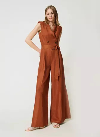 Sleeveless Polyester Blend Jumpsuit