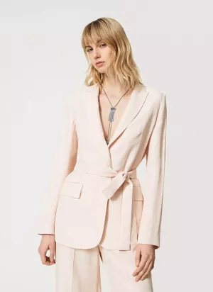 Womens Culpos Inc Solid One Button Blazer Jacket