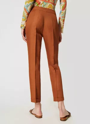 Women Slim Fit White Lycra Blend Trousers