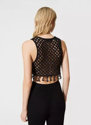 Fringed waistcoat with fringes