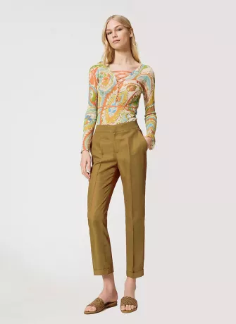 Women Slim Fit White Lycra Blend Trousers