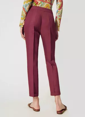 Women Slim Fit White Lycra Blend Trousers
