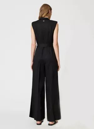Sleeveless Polyester Blend Jumpsuit