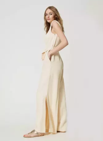 Sleeveless Polyester Blend Jumpsuit