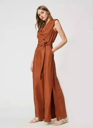Sleeveless Polyester Blend Jumpsuit
