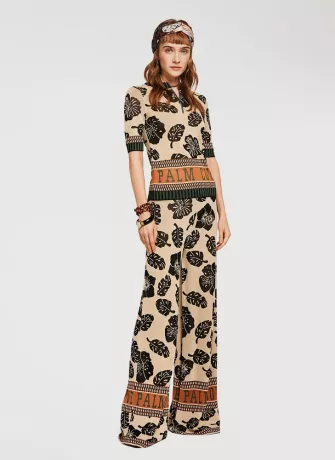 Wide Leg Mid Rise Knitted Pants