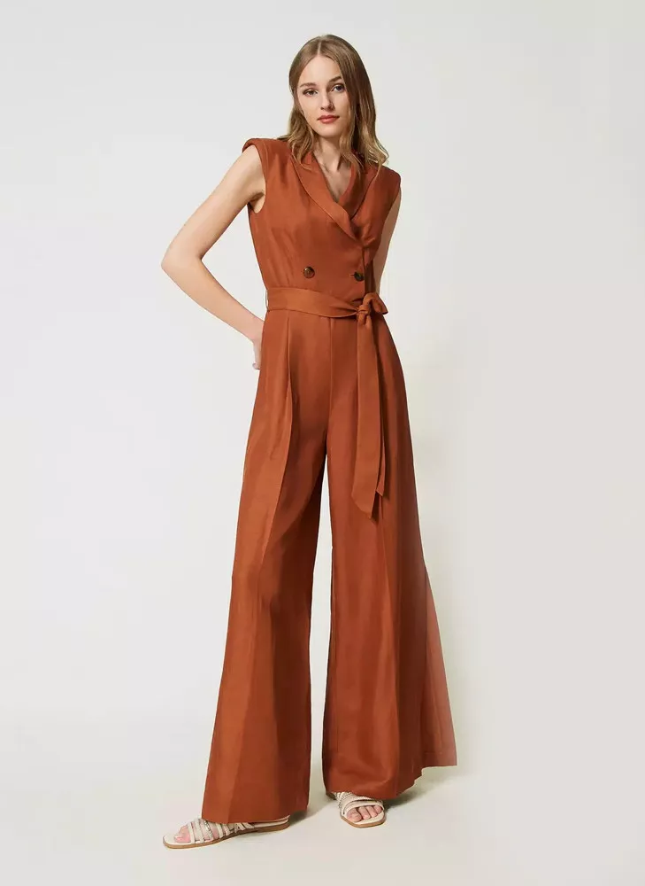 Sleeveless Polyester Blend Jumpsuit