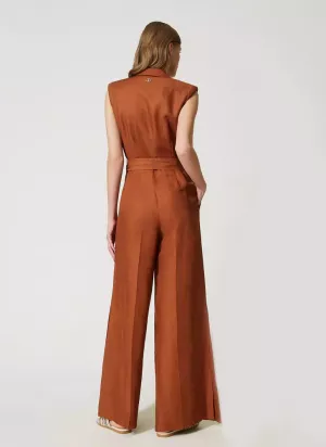 Sleeveless Polyester Blend Jumpsuit