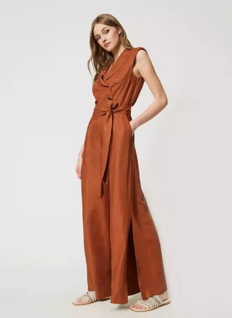 Sleeveless Polyester Blend Jumpsuit