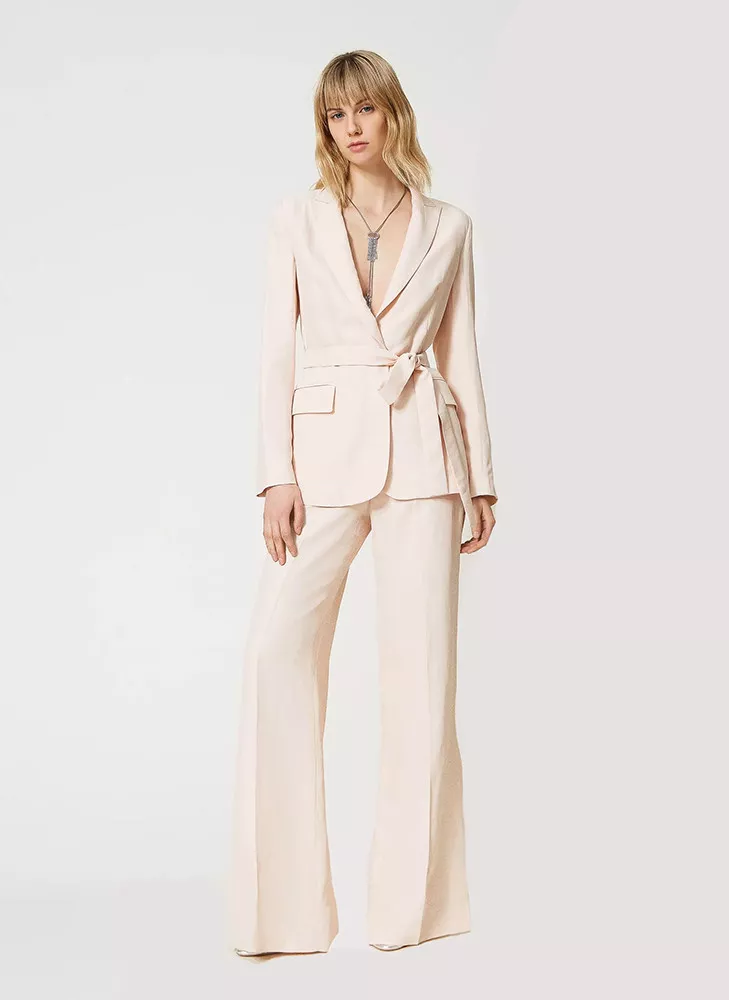 Womens Culpos Inc Solid One Button Blazer Jacket