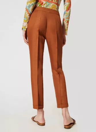 Women Slim Fit White Lycra Blend Trousers