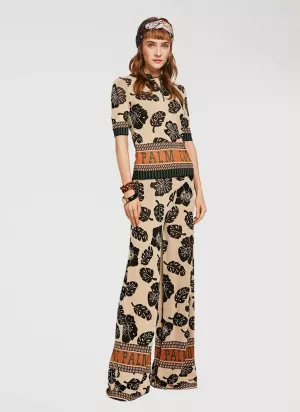 Wide Leg Mid Rise Knitted Pants