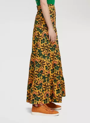 Printed tiered A-line flower skirt