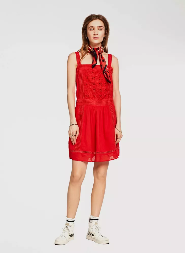 Scotch & Soda Broderie Mini Dress Lace
