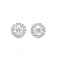 White Diamond Halo Earrings