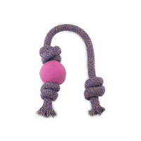 beco pets natural rubber ball on a rope dog toy