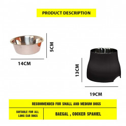 dogit elevated dish, black, large pet food dispenser