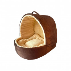 cat house with hanging teaser toy & cat beds for indoor