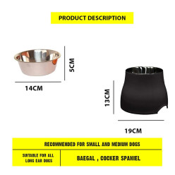 dogit elevated dish, black, large pet food dispenser