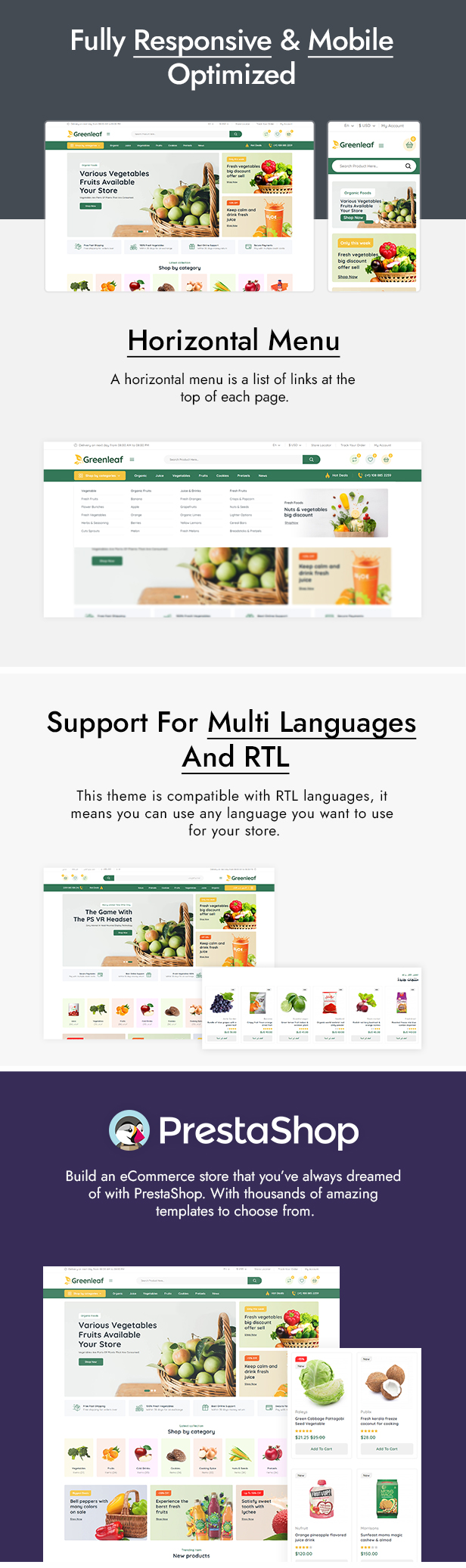 Greenleaf - Organic Food Store Prestashop Responsive Theme