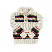 Boys Striped, Woven Round Neck Sweater