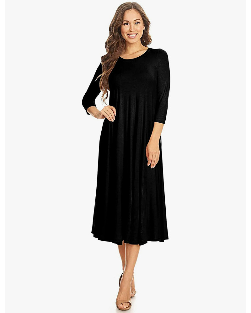 Round Neck Pleated Dress