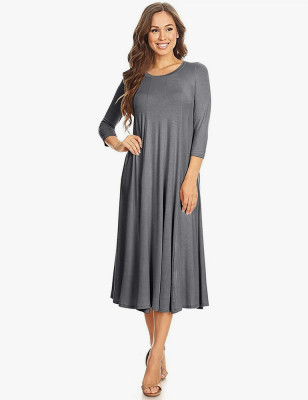 Round Neck Pleated Dress
