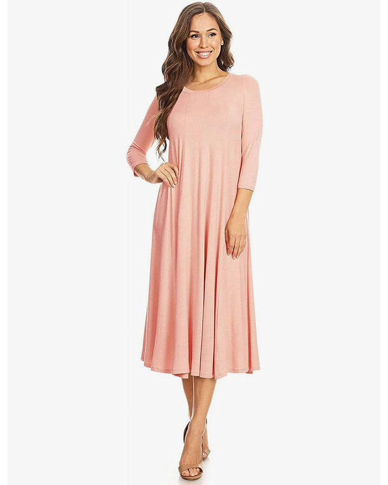 Round Neck Pleated Dress