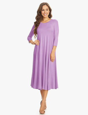 Round Neck Pleated Dress