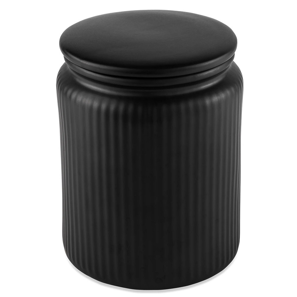 table medium ceramic black ribbed kitchen organization jar