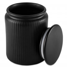 table medium ceramic black ribbed kitchen organization jar