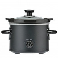 2 qt slow cooker, matte black finish, removeable stoneware pot
