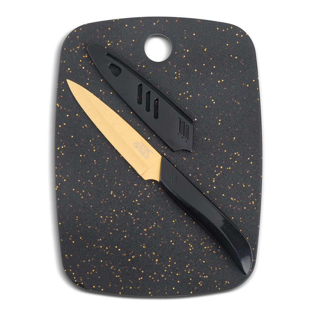 thyme & table 2-piece bar board and cutting knife set