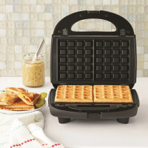 mainstays black 2 in 1 waffle and sandwich maker