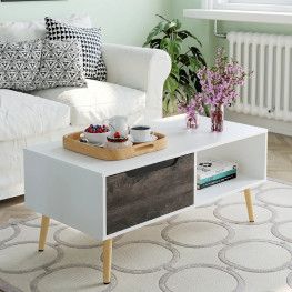 homfa coffee tables for living room tv stand, wooden console table sofa side table