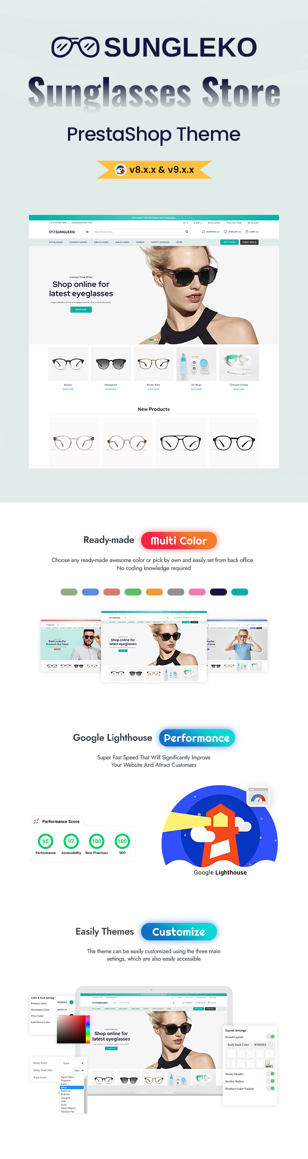 Sungleko - Sunglasses, Eyewear and Fashion Prestashop Theme