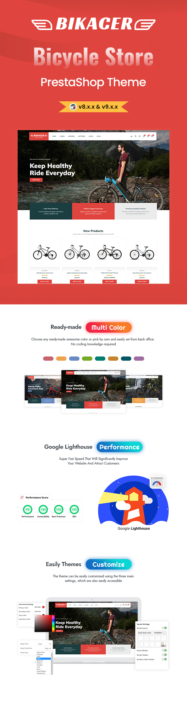 Bikacer - Bicycle Shop and Bike Parts Prestashop Theme