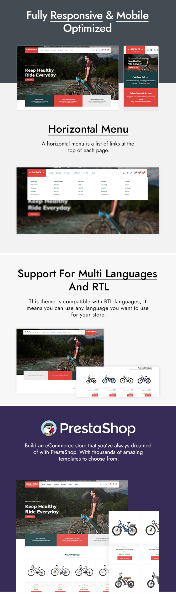 Bikacer - Bicycle Shop and Bike Parts Prestashop Theme
