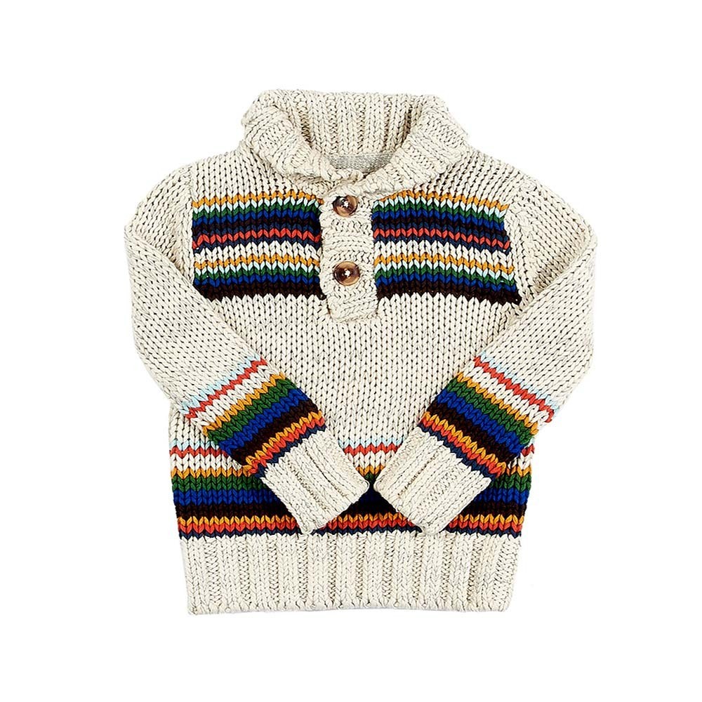 boys striped, woven round neck sweater