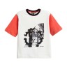 printed round neck blend white t-shirt