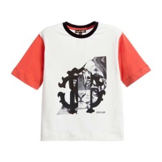 printed round neck blend white t-shirt