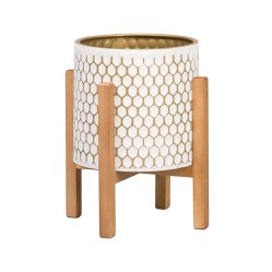 honeycomb mid-century indoor metal pot planter