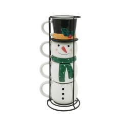 elsjoy set of 4 christmas stackable coffee mugs christmas